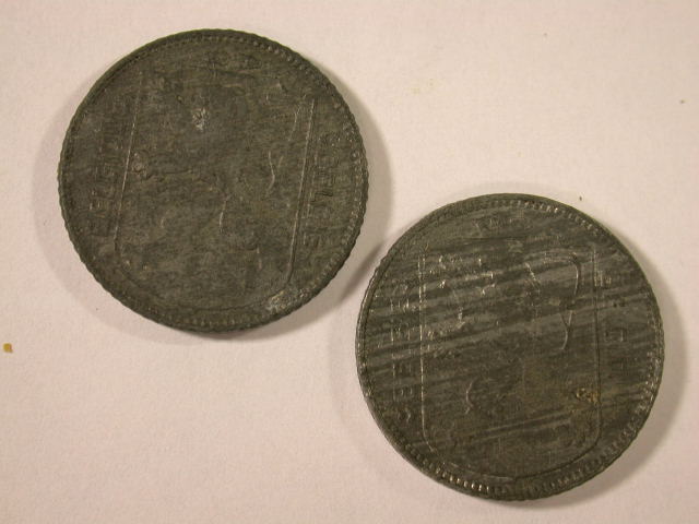  12013  Belgien  WWII  1 Franc von 1942 und 1943 in vz !!   