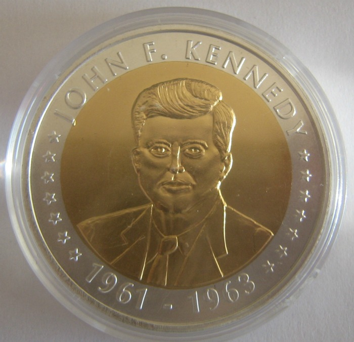  Medaille John F. Kennedy 27,3g teilvergoldet   