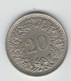  20 Rappen Schweiz 1950   