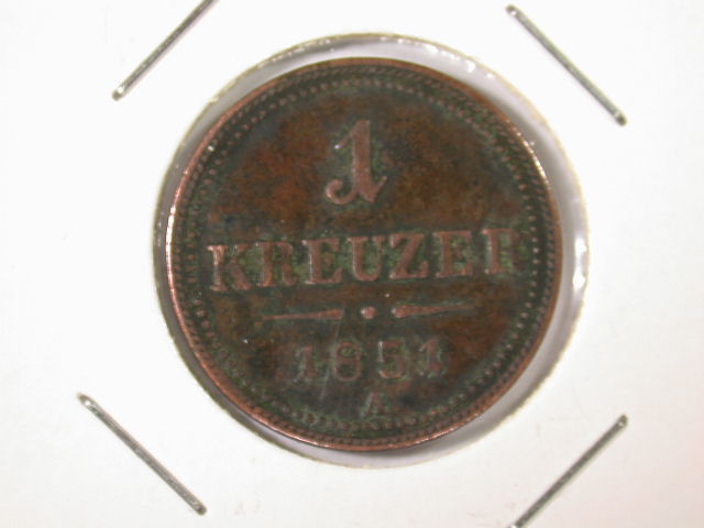  12029  KuK  Österreich  1 Kreuzer  1851 A in sehr schön   