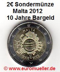 Malta 2 Euro Sondermünze 2012...10 J. Bargeld   
