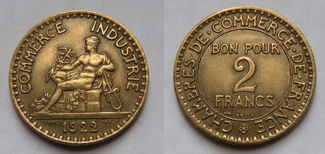 Piece Commerce Industrie 1922 Bon Pour 2 Francs Valeur