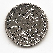  Frankreich 1/2 Franc 1986 #528   