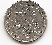  Frankreich 1/2 Franc 1977 #528   