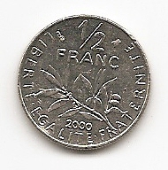  Frankreich 1/2 Franc 2000 #528   