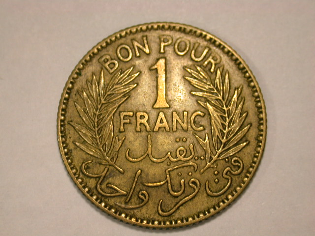  13001  Tunesien  1 Franc  1921  in vz !!   