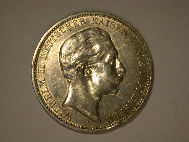  13102 KR Silber  Preussen  3 Mark 1910 in vz-st, Rdf. Originalbilder   