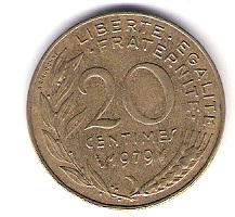  Frankreich 20 Centimes Al-N-Bro 1979 Schön Nr.230   