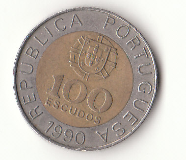  100 Escudos Portugal 1990 Rand mit 5 Sektoren (G287)   