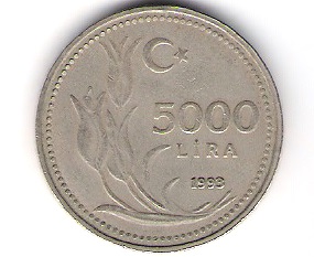  Türkei 5000 Lira K-N-Zk 1993   Schön Nr.C235   