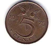  Niederlande 5 Cent 1975 Bro   Schön Nr.65   