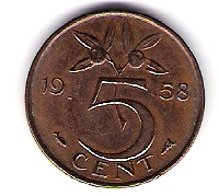  Niederlande 5 Cent 1958 Bro   Schön Nr.65   