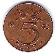 Niederlande  5 Cent Bro Schön Nr.65 1969 siehe Bild