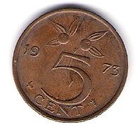 Niederlande  5 Cent Bro Schön Nr.65 1973 siehe Bild