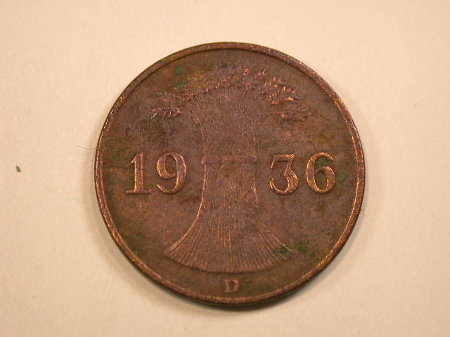  13009  Weimar  1 Reichspfennig 1936 D in ss   