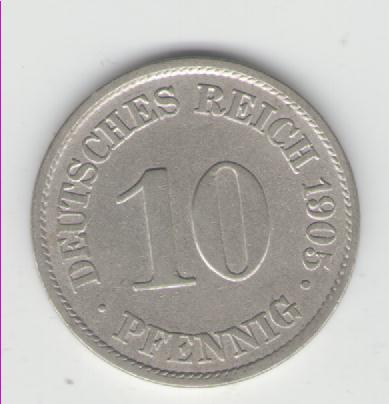  10 Pfennig Deutsches Reich 1905 A(Kaiserzeit)(k163)   