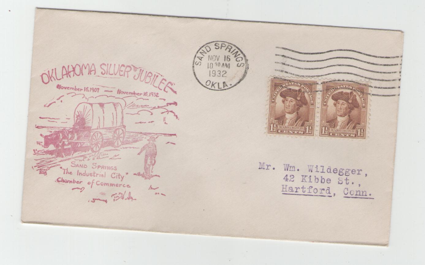  USA Brief mit Cachetstempel zum Silber Jubiläum von Oklahoma 1932   
