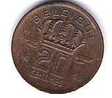  Belgien 20 Centimes Bro 1953 Schön Nr.103fr   