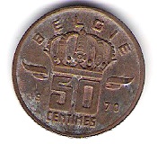  Belgien 50 Centimes Bro 1970  Schön Nr.97fl   