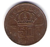  Belgien 50 Centimes 1953 Bro  Schön Nr.104fr   
