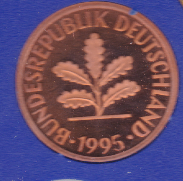  2 Pfennig Kursmünze 1995 A oder G, Polierte Platte   