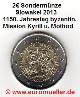 Slowakei 2 Euro Sondermünze 2013...byzant. Mission   