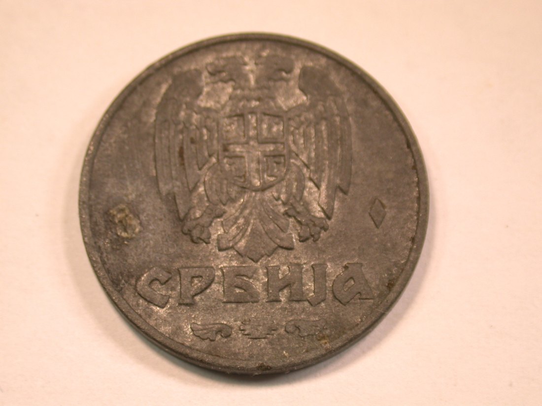  13404  Serbien  1 Dinar  1942 in ss-vz  Orginalbilder   