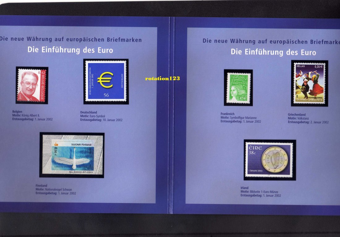  Klappfolder zur €uro-Einführung 2002 **Europa`s neue Währung** Nominal 6,44 €   