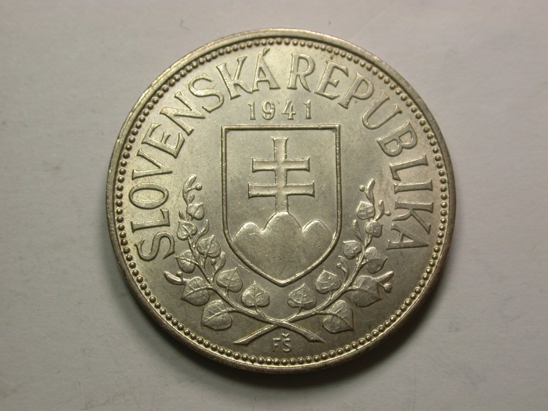  13406 Slowakei 20 Kronen 1941 in vz-st/f.st Silber Orginalbilder !!   