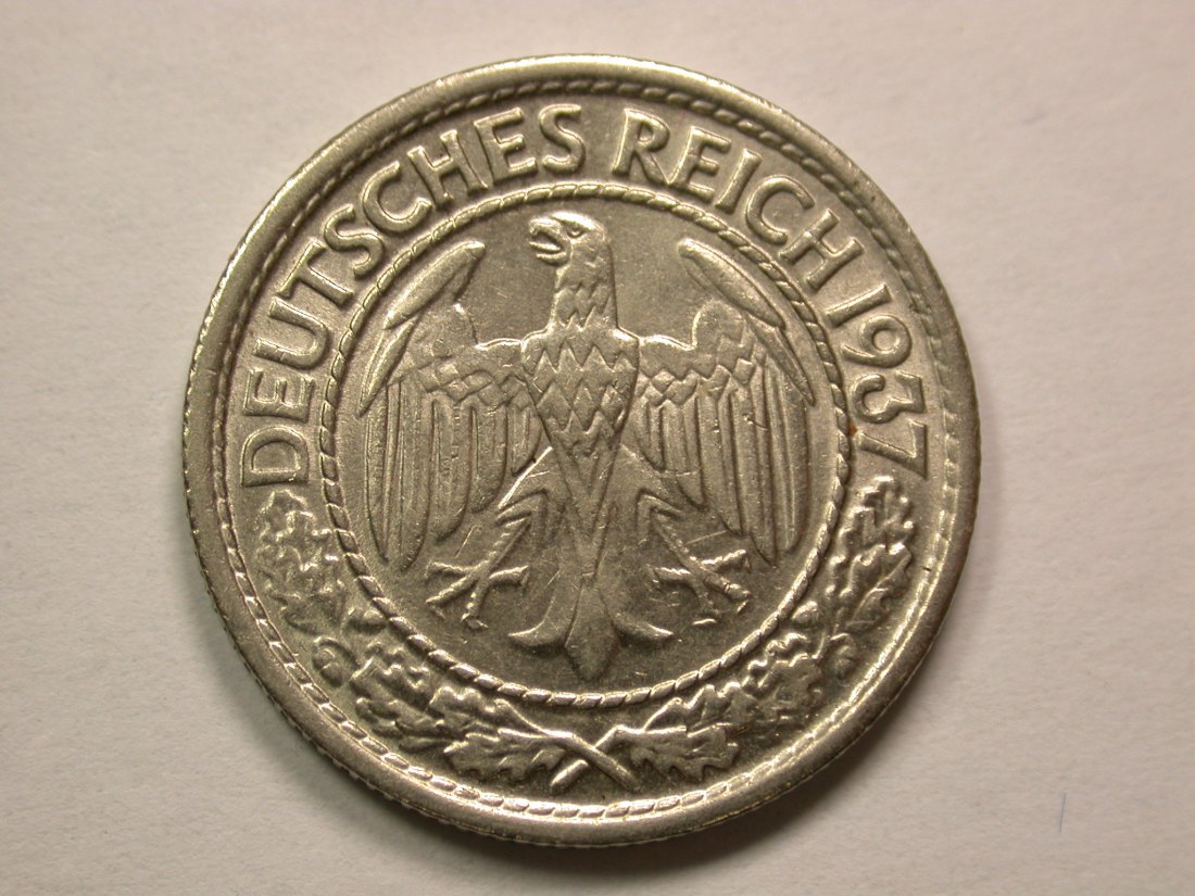  13206 Weimar  50 Pfennig Nickel 1937 A in f.st Orginalbilder   
