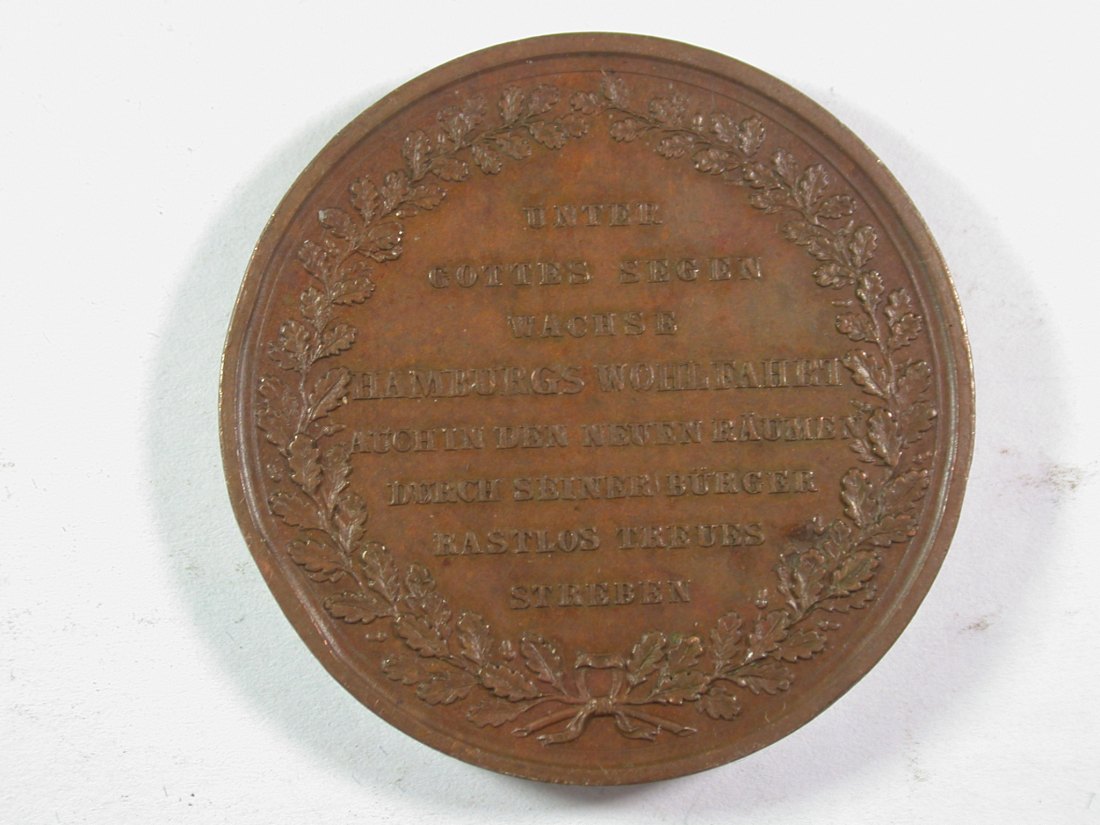 13411 Hamburg, gr. Kupfermedaille, 1841, 42 mm, 43,36 Gr.!! in f.st,Rdf. Loos und Lorenz   