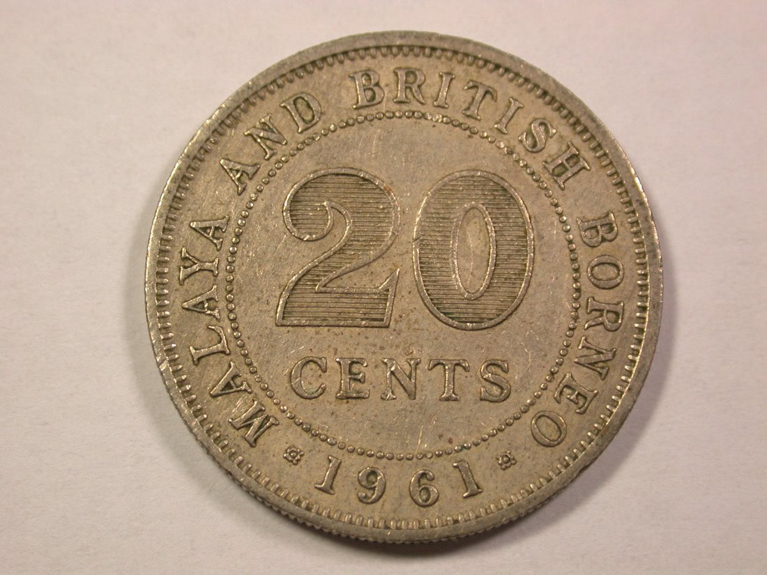  13413 Malaya und Britsch Borneo 20 Cents 1961 in ss-vz  Orginalbilder !!   