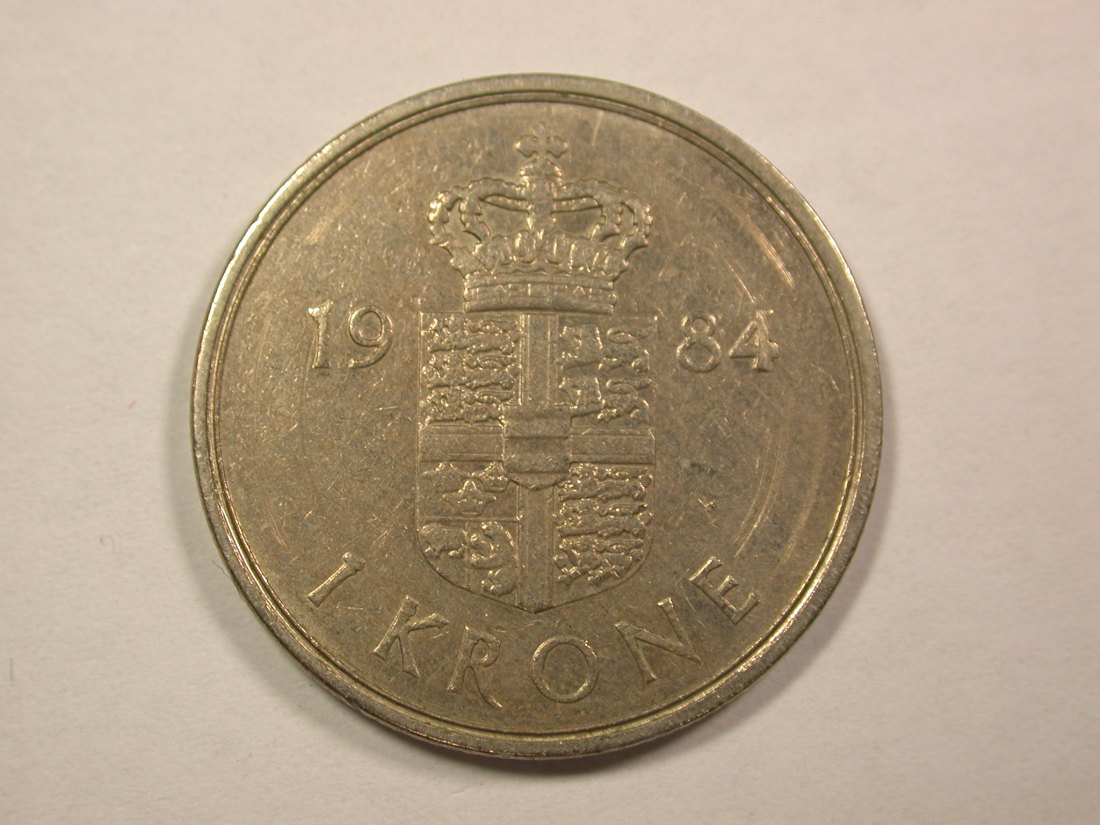  13413 Dänemark  1 Krone 1984 in vz Orginalbilder !!   