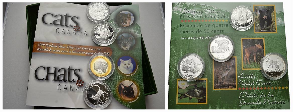 PEUS Kanada Insg. 137,64 g Feinsilber. Discovering Nature + Originalboxen 50 Cents Set-Lot (16 Münzen) SILBER 1996 - 2000 Proof