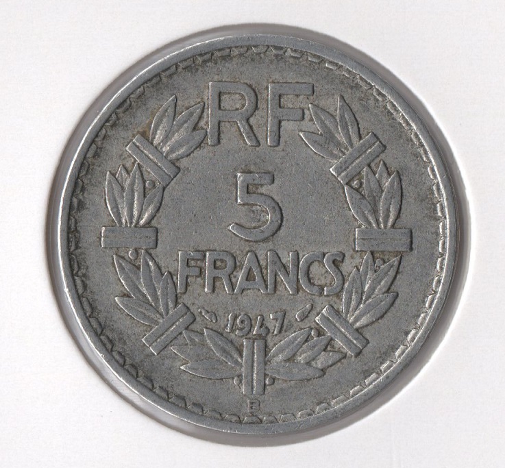  Frankreich 5 Francs 1947 -B- Beaumont / Alu (Marianne) ss/ss+ (2)   