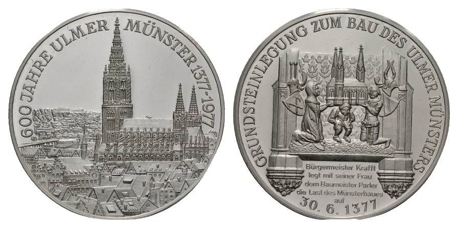  Medaille 1977, 600 Jahre Ulmer Münster, 25,22g, 40mm   