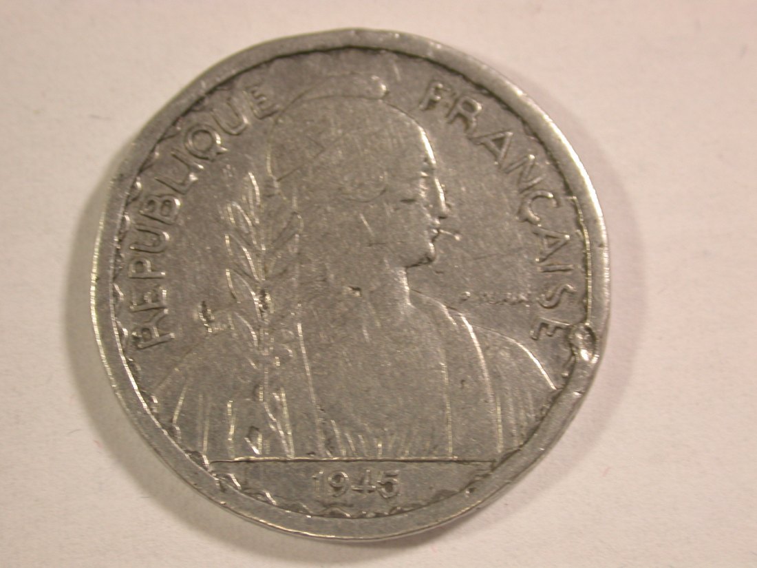  14104 Indochina Frankreich 10 Centimes von 1945 in s-ss Orginalbilder   