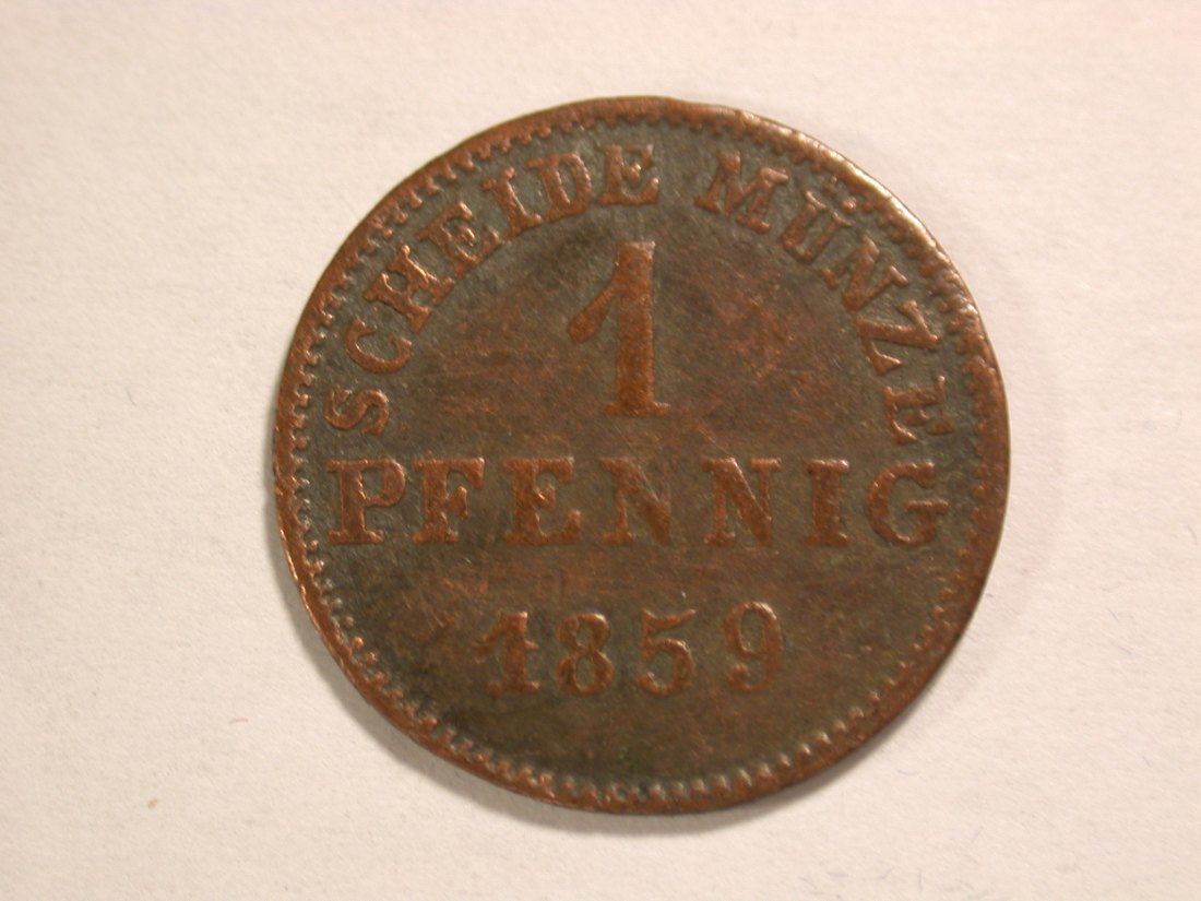  14104 Hessen  1 Pfennig  1859 in sehr schön Orginalbilder   