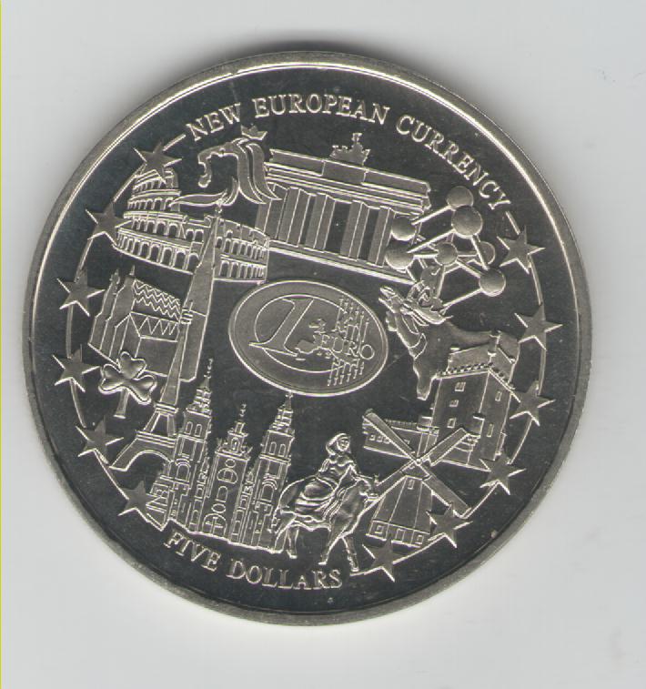  5 Dollar Liberia 2001 (Euroeinführung)(k230)   