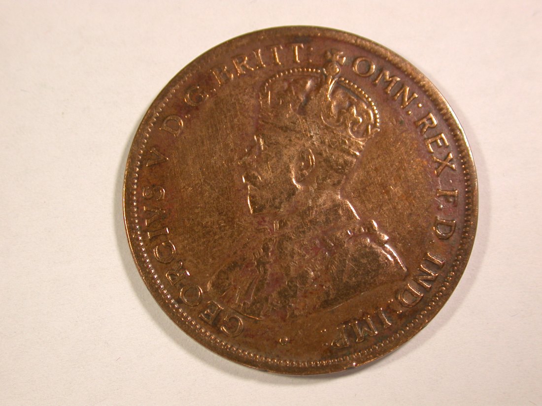  14004 Australien One Penny 1924 in sehr schön, geputzt  Orginalbilder   