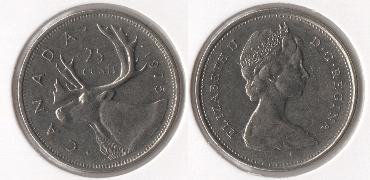  Canada 25 Cents 1975 (N) ** Elch - Rentier ** -Vorzüglich-   