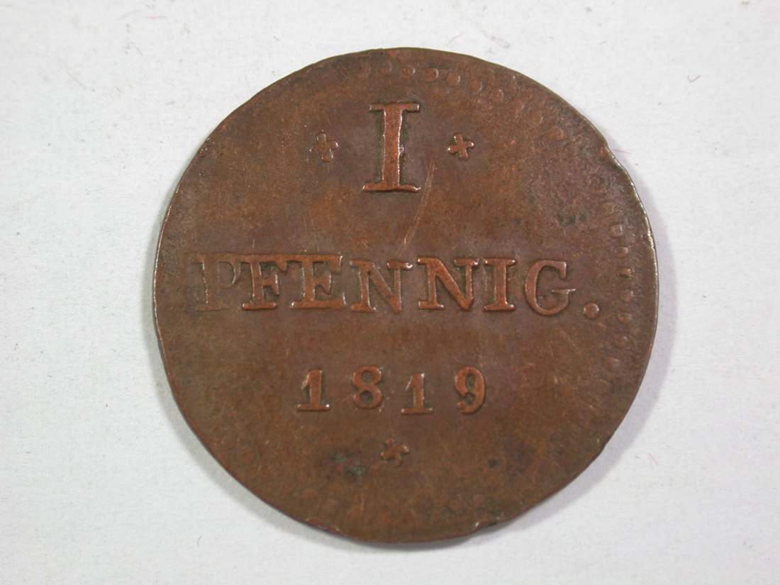  14005 Hessen 1 Pfennig 1819 in s/ss Orginalbilder   