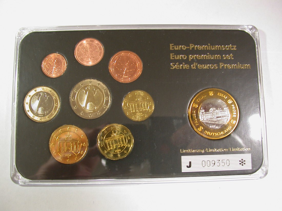  14203 Deutschland Euro Premium Satz Stempelglanz mit Euro Probe Acryl-Etui limitierte Auflage   