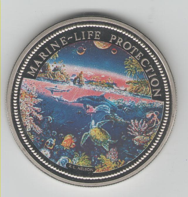  1 Dollar Palau 1993(Farbmünze)Marine Life Protection(k253)   
