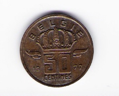 Belgien  50 Centimes Bro fl. 1977 siehe Bild