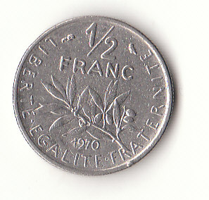  Frankreich 1/2 Franc 1970  (H081)   