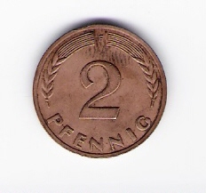 Deutschland Mzz.F 2 Pfennig 1950 siehe Bild