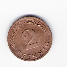 Deutschland Mzz.F 2 Pfennig 1958 siehe Bild