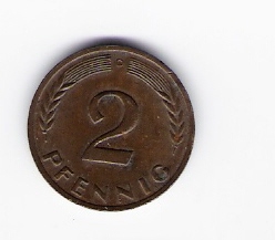 Deutschland Mzz.D 2 Pfennig 1959 siehe Bild