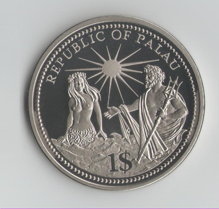  1 Dollar Farbmünze Palau 1994 (Meerjungfrau)(k429)   